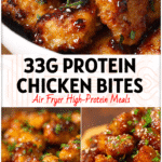 Golden teriyaki chicken bites glazed with sauce in an air fryer basket, ideal for quick Food Ninja Air Fryer Recipes or 1lb chicken meal prep.